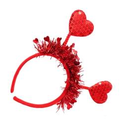 Valentinstag-Stirnband für Damen mit Pailletten, Herz, zarte Stirnbänder, rutschfest, süßes Mädchen, Abschlussballzubehör, Lametta-Stirnband, Weihnachts-Lametta-Stirnband für Mädchen von Yooghuge