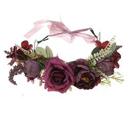 Yooghuge Kranz, Blumenstirnband für Damen, Blumengirlande, Kopfbedeckung, Braut, Blumen-Stirnband, Bohemian-Blumenkrone, Hochzeit, Braut von Yooghuge