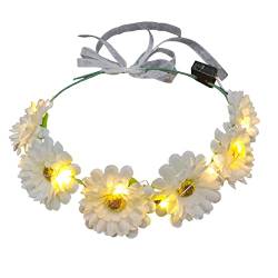 Yooghuge Kranz, Feen-Blumen-Haarband, LED-Kopfbedeckung, Sommer, leuchtendes Stirnband, Kranz, Girlande für Nachtstand für den Sommer von Yooghuge