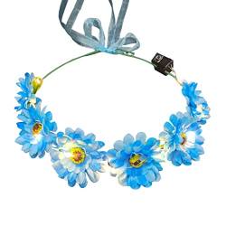 Yooghuge Kranz, Feen-Blumen-Haarband, LED-Kopfbedeckung, Sommer, leuchtendes Stirnband, Kranz, Girlande für Nachtstand für den Sommer von Yooghuge