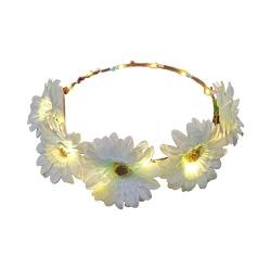 Yooghuge Kranz, Halloween-Blumen-Stirnband, LED-Kopfbedeckung, Sommer, leuchtendes Stirnband, Kranz, Girlande für Nachtstand für den Sommer von Yooghuge