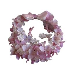 Yooghuge Kranz, handgefertigte Blumenkrone, stilvolle rosa Blumengirlande, Blumen-Stirnband für Hochzeit, Partys, Blumenkranz, Braut-Kopfschmuck von Yooghuge