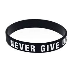 Yooghuge Motivationsarmbänder Aus Silikon Für Männer Und Frauen, “Never Give Up“ Silikonkautschuk-Armband Für Herren,Damen, Sport-Party-Dekoration-Geschenk (Blau) von Yooghuge