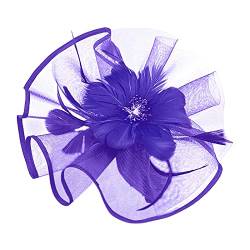 Blume Hut Damen Fascinators Hut Cocktail Party Tee Kopfbedeckung Blume Mesh Organza Bänder Federn auf Einem Stirnband Rosen Vintage Retro 40er 50er Jahre Fascinator Hochzeit Party Hut von Yookstar