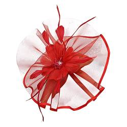 Blume Hut Damen Fascinators Hut Cocktail Party Tee Kopfbedeckung Blume Mesh Organza Bänder Federn auf Einem Stirnband Rosen Vintage Retro 40er 50er Jahre Fascinator Hochzeit Party Hut von Yookstar