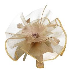 Blume Hut Damen Fascinators Hut Cocktail Party Tee Kopfbedeckung Blume Mesh Organza Bänder Federn auf Einem Stirnband Rosen Vintage Retro 40er 50er Jahre Fascinator Hochzeit Party Hut von Yookstar