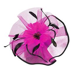 Blume Hut Damen Fascinators Hut Cocktail Party Tee Kopfbedeckung Blume Mesh Organza Bänder Federn auf Einem Stirnband Rosen Vintage Retro 40er 50er Jahre Fascinator Hochzeit Party Hut von Yookstar