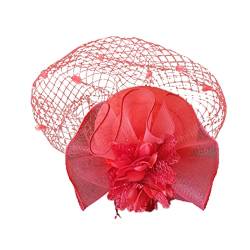 Damen Bankett Hut Fascinator Hüte für Frauen Pillbox Hut mit Schleier Stirnband und Einer Gegabelten Clip Tea Party Kopfbedeckung Blumenhochzeitsrennen Party Faszinator Net Hut Faszinator von Yookstar