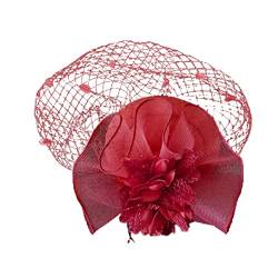 Damen Bankett Hut Fascinator Hüte für Frauen Pillbox Hut mit Schleier Stirnband und Einer Gegabelten Clip Tea Party Kopfbedeckung Blumenhochzeitsrennen Party Faszinator Net Hut Faszinator von Yookstar