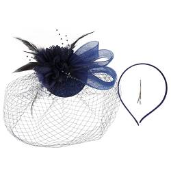 Damen Bankett Hut Fascinator Hüte für Frauen Pillbox Hut mit Schleier Stirnband und Einer Gegabelten Clip Tea Party Kopfbedeckung Fascinator Mit Stirnbandclip Für Hochzeitsdekorationen von Yookstar