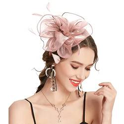 Damen Fascinator Hut Fascinator Hüte für Frauen Pillbox Hut mit Schleier Stirnband und Einer Gegabelten Clip Tea Party Kopfbedeckung Blumenhochzeitsrennen Party Faszinator Net Hut Faszinator von Yookstar