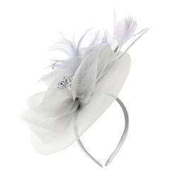 Damen Fascinators Hut Damen Fascinator Hair Clip Hut Bankett Hut Stirnband Feder Blume Schleier Bowler Braut Hut für Cocktail Hochzeit Blumenhochzeitsrennen Party Faszinator Net Hat von Yookstar