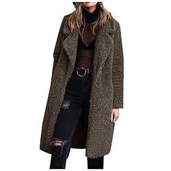 Damen Fleecejacke Winterjacke Teddy Fleece Mantel Warm Gefüttert Winter Kapuzenpullover Hoodie Jacken Flauschig Plüschjacke Sweatshirt mit Kapuze und Taschen Reißverschluss Oversize Teddyjacke von Yookstar