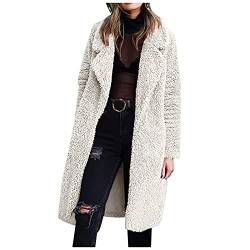 Damen Fleecejacke Winterjacke Teddy Fleece Mantel Warm Gefüttert Winter Kapuzenpullover Hoodie Jacken Flauschig Plüschjacke Sweatshirt mit Kapuze und Taschen Reißverschluss Oversize Teddyjacke von Yookstar