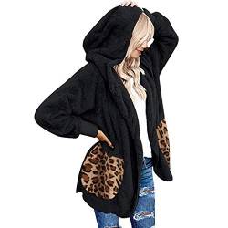 Damen Fleecejacke Winterjacke Teddy Fleece Mantel Warm Gefüttert Winter Kapuzenpullover Hoodie Jacken Flauschig Plüschjacke Sweatshirt mit Kapuze und Taschen Reißverschluss Oversize Teddyjacke von Yookstar