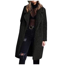 Damen Fleecejacke Winterjacke Teddy Fleece Mantel Warm Gefüttert Winter Kapuzenpullover Hoodie Jacken Flauschig Plüschjacke Sweatshirt mit Kapuze und Taschen Reißverschluss Oversize Teddyjacke von Yookstar