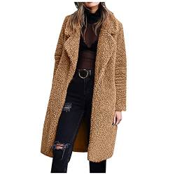 Damen Fleecejacke Winterjacke Teddy Fleece Mantel Warm Gefüttert Winter Kapuzenpullover Hoodie Jacken Flauschig Plüschjacke Sweatshirt mit Kapuze und Taschen Reißverschluss Oversize Teddyjacke von Yookstar