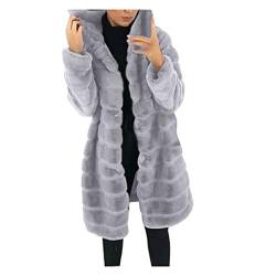 Damen Fleecejacke Winterjacke Teddy Fleece Mantel Warm Gefüttert Winter Kapuzenpullover Hoodie Jacken Flauschig Plüschjacke Teddyjacke mit Kapuze und Taschen Reißverschluss Oversize Softshelljacke von Yookstar