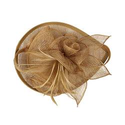 Damen Hut Damen Fascinator Hair Clip Hut Bankett Hut Stirnband Feder Blume Schleier Bowler Braut Hut für Cocktail Hochzeit Blumenhochzeitsrennen Party Faszinator Net Hut Faszinator von Yookstar