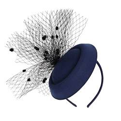 Fascinator Hochzeit Damen Fascinators Hut Cocktail Party Tee Kopfbedeckung Blume Mesh Organza Bänder Federn auf Einem Stirnband Tea Party Kopfbedeckung Hochzeit Fascinator für Mädchen Frauen von Yookstar