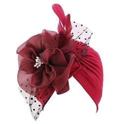 Fascinator Hut Damen Damen Fascinator Hair Clip Hut Bankett Hut Stirnband Feder Blume Schleier Bowler Braut Hut für Cocktail Hochzeit Kostüm Haarspange Haarnadel Hut Vintage Hüte für Frauen von Yookstar