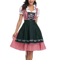 Yookstar Dirndl Damen midi Anzug Trachtenkleid für Oktoberfest Dirndl Damen Midi Dirndlbluse und Dirndlschürze Elegant für Oktoberfest Nationalstil Bierfest Wench Kostüm Spitze Midi Modern Dress von Yookstar