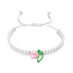 Yorajuy Geflochtene Armbänder mit Tulpenblume, Armband - Handgefertigtes, gewebtes, geflochtenes Seilarmband,Verstellbares Bohemian-Armband mit Perlen für Teenager-Mädchen von Yorajuy