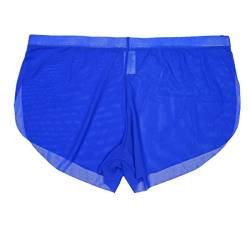 Yorggvel Unterwäsche Herren Sexy Slip Boxershorts Atmungsaktiv Mesh Unterhosen Erotisch Shorts Netz Herren Sex Retroshorts Niedrig tailliert (as3, Alpha, xx_l, Regular, Regular, blau) von Yorggvel