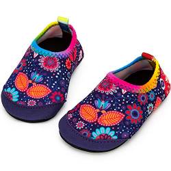 Yorgou Baby Strandschuhe Schwimmschuhe Badeschuhe Wasserschuhe Schnelltrocknende Aquaschuhe rutschfest Barfuss Schuh für Kinder Beach Pool, Blume / Violett, 27/28 EU von Yorgou