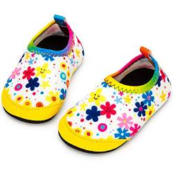 Yorgou Baby Strandschuhe Schwimmschuhe Badeschuhe Wasserschuhe Schnelltrocknende Aquaschuhe rutschfest Barfuss Schuh für Kinder Beach Pool, Bunte Blume, 15/16 EU von Yorgou