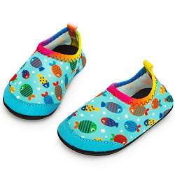 Yorgou Baby Strandschuhe Schwimmschuhe Badeschuhe Wasserschuhe Schnelltrocknende Aquaschuhe rutschfest Barfuss Schuh für Kinder Beach Pool, Fisch / Blau, 29/30 EU von Yorgou