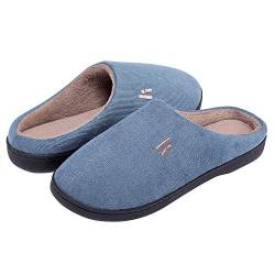 Yorgou Damen Herren Hausschuhe aus Memory-Baumwolle Drinnen Anti-Skid Warme Bequem Plüsch Pantoffeln Home Winter,Blau / Braun,40/41 EU von Yorgou