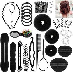 ivencase 28-teiliges Haar-Styling-Zubehör, Mode-Set, elastisch, Zange, Haarwurst, Rolle, magische Lockenwickler, Haarknoten, Clips, Zopfmuster, Zopf-Set, Set von Yosemy