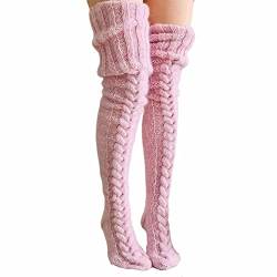 Damen Beinstulpen, gestrickte Oberschenkelhohe Socken, Zopfstrick-Socken, Overknee-Strümpfe, lange Stiefel-Stulpen, #14, Einheitsgröße von Yoskog
