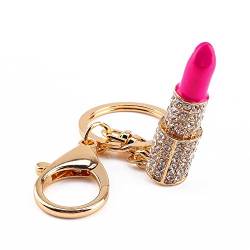 Yosoo Owl Keychain Strass Crystal Keyring Key Ring Kette Bag Charm Anhänger Weihnachten Geschenk (Lipstick) von Yosoo