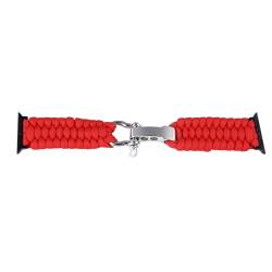 Yosoo Paracord-Uhrenarmband, Stilvolles Damen-Armband, Verstellbar, Handgeflochten, für Watch SE IWatch Serie 9, 8, 7, 6 (Rot) von Yosoo