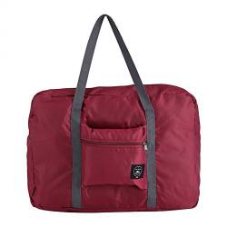 Yosoo Tragbar Faltbare Reisetaschen Gepäck Holdall Handtaschen Outdoor Brot Tragen Aufbewahrungstaschen Organizer für Mann Frau(Weinrot) von Yosoo