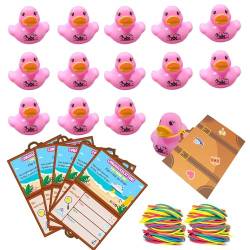 Duck Tags, Cruising Rubber Duck Tags, Duck Tags for Cruising, Ducking Games Card, 20 Pink Rubber Ducks, 20 Duck Tags, 20 Rubber Bands, 3x4.7 Zoll, Suitcase Shape Design Duck Tags,ConQuackull ations von You found a duck