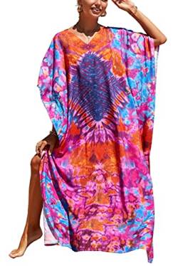 YouKD Damen Lang Kaftan Bohemian Beach Badeanzug Cover Up Kleid Plus Size Robe von YouKD