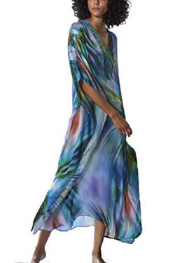 YouKD Damen Sommer Bohemian Lang Kaftan Ethnisches Muster Maxikleid Beach Bikini Cover Ups Sunblocke von YouKD