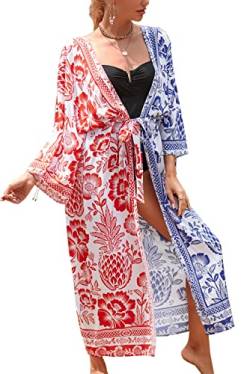 YouKD Damen Sommer Boho Cardigan Plus Size Kleid Strand Coverup Robe Lange Kimono One Size Bademäntel von YouKD