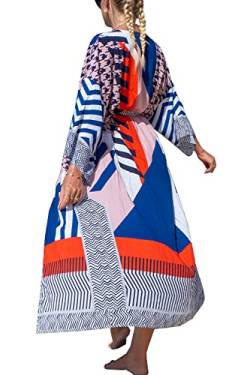 YouKD Damen Sommer Cardigan Maxi Boho Kleid Strand Coverup Robe Langer Kimono Einheitsgröße Bademäntel von YouKD