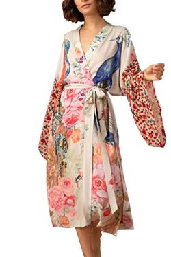 YouKD Damen Sommer Cardigan Maxi Boho Kleid Strand Coverup Robe Langer Kimono Einheitsgröße von YouKD