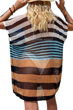 YouKD Damen Sommer Häkel Tunika Tops Boho T-Shirt Beach Cover Poncho OneSize T-Shirts von YouKD