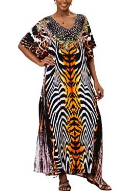 YouKD Damen Sommer Kaftan Maxi Bohemian Roben Strand Coverup Kleid Langes Kimono One Size Kleid von YouKD