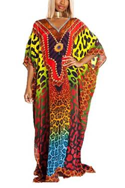 YouKD Ethnisches Muster Kaftan Boho Robe V-Ausschnitt Homewear Plus Size Kleid für Frauen von YouKD