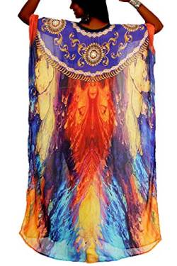 YouKD Ethnisches Muster Kaftan Boho Robe V Hals Freizeitkleidung Übergröße Kleid für Frauen von YouKD