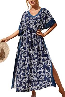 YouKD Maxikleid V-Ausschnitt Kaftan Boho Beach Bikini Cover Up Robe Plus Size Loungewear für Damen von YouKD