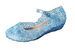 YouKD Prinzessin Cosplay Schuhe für Mädchen Kristall Sandalen Gelee Schuhe für Halloween Geburtstagsfeier Karneval Blau Schnalle EU25 von YouKD