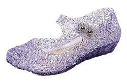 YouKD Prinzessin Cosplay Schuhe für Mädchen Kristall Sandalen Gelee Schuhe für Halloween Geburtstagsfeier Karneval Lila Klettverschluss EU30 von YouKD